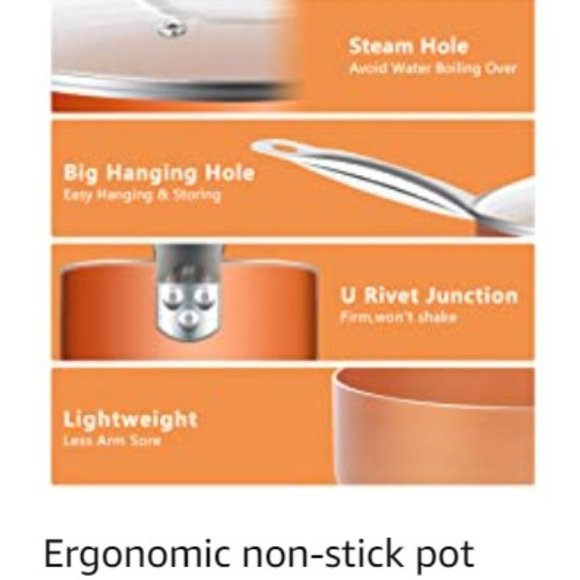 4 pcs - Nonstick Cooking Sauce Pan Set w/ Lids (1.5Qt & 2Qt) (Orange) - Picture 10 of 15